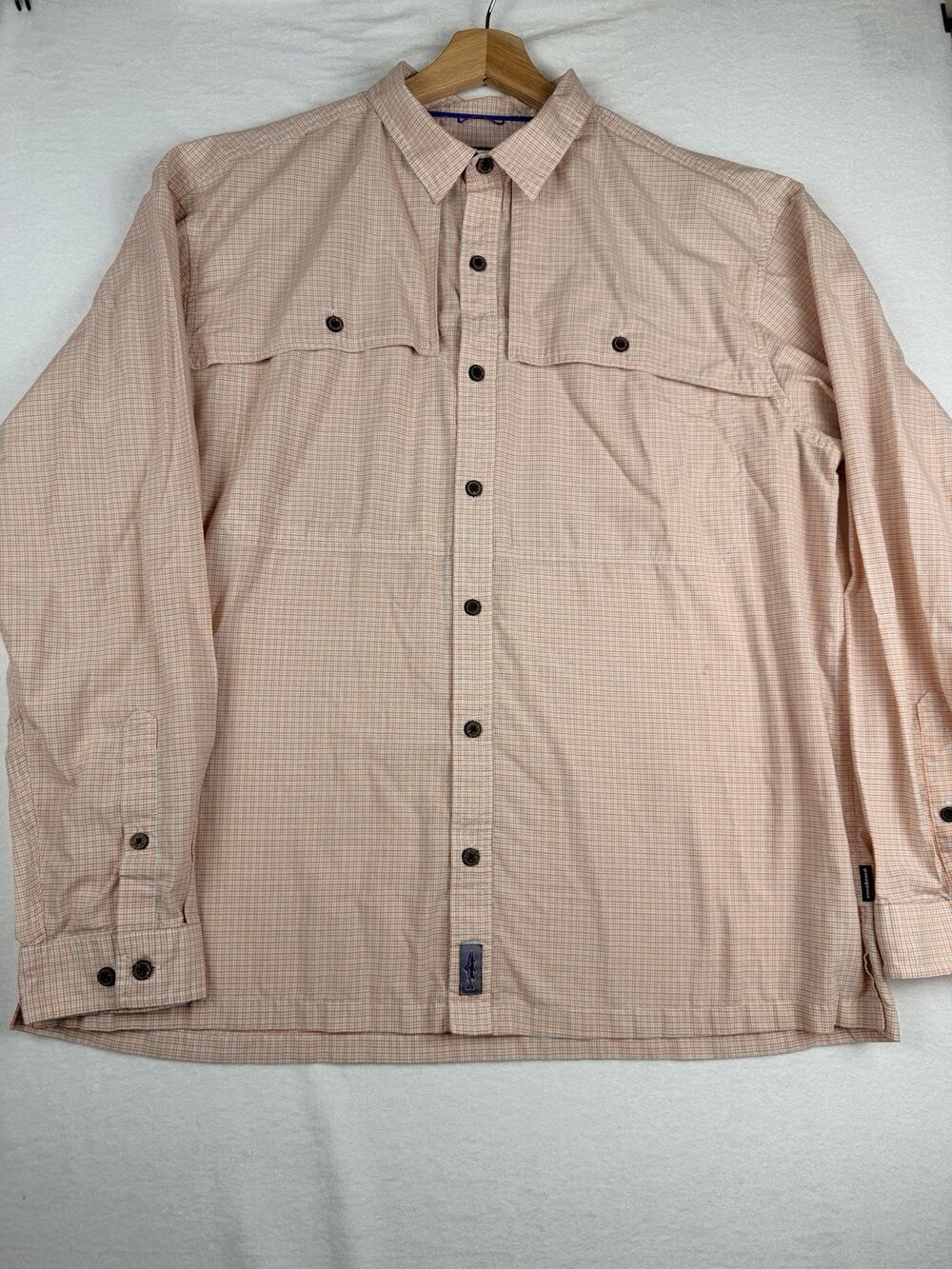 Patagonia Shirt Men’s XL Orange Plaid Organic Cotton Fishing Hiking Outdoor